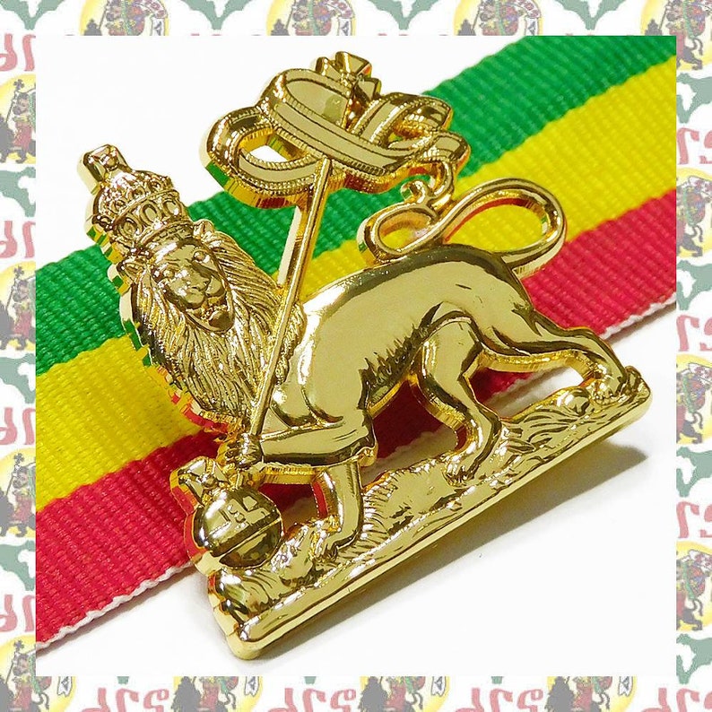 Lion of Jejuda drs 2D/3D Brosche Rasta Reggae Äthiopien Afrika Lion of Jedaah Haile Selassie Dub Bild 3