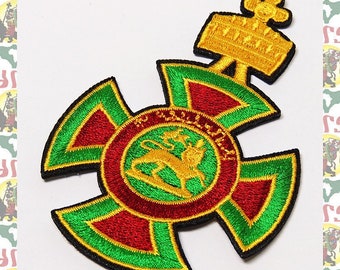 Embroidery Iron Patch  (Rasta Reggae Ethiopia Africa Lion of Judah Haile Selassie i Jamaica Dub)