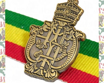 QHS [drs] 2D Pins Badge (Rasta Reggae Äthiopien Afrika Löwe von Judah Haile Selassie Dub)