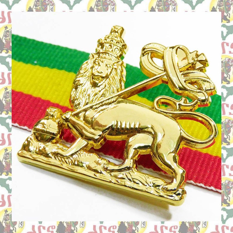 Lion of Judah drs 2D/3D brooch pins Rasta Reggae Ethiopia Africa Lion of Judah Haile Selassie Dub image 1