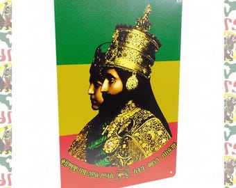 King Alpha & Queen Omega [drs] Metal Plate Haile Selassie I Menen