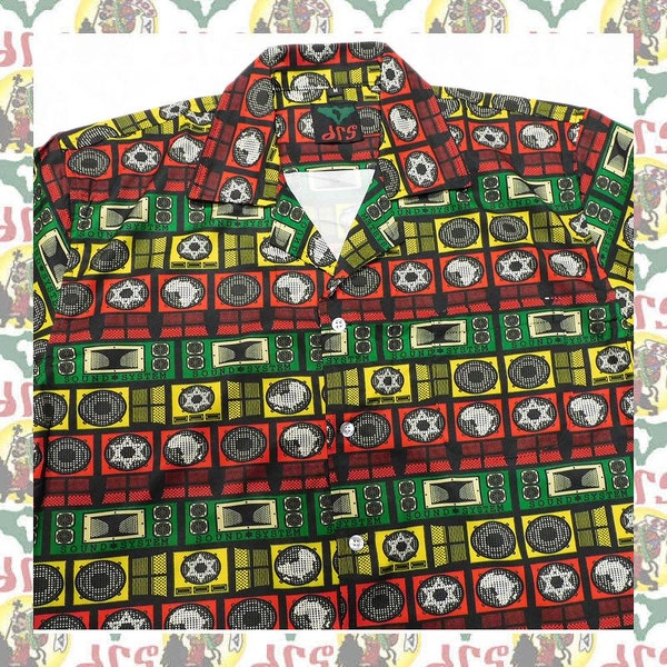 Short sleeve print shirt [drs] LionofJudah rastafari roots reggae dub jamaica ethiopia africa