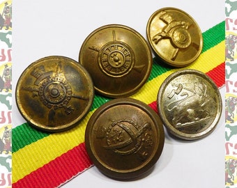 Haile Selassie I  Lion of Judah button 5pcs a91 / Ethiopia Africa Vintage Antique Crown Police Force Reggae Sound system Jah Rastafari