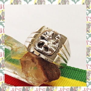 Lion of Judah Vintage Ring JP18.5 / US8 3/4 (Ethiopia Reggae Roots Dub Rastafari Africa Jamaica antique 70s)