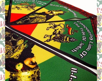 Lion of Judah  H.I.M Haile Selassie I [drs]Garland Flag Banner Roots Reggae Dub Jamaica Ethiopia