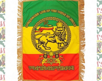 drs / Lion of Judah wall decoration With fringe /Tapestry Haile Selassie I Reggae Jah Rasatafari Ethiopia