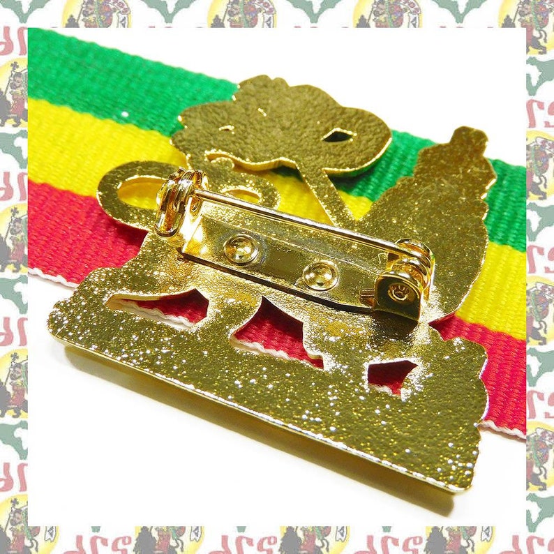 Lion of Judah drs 2D/3D brooch pins Rasta Reggae Ethiopia Africa Lion of Judah Haile Selassie Dub image 5