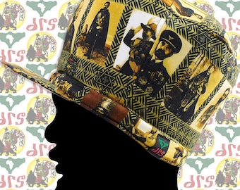 drs [Size M/58cm - 63cm] Reversible Marshall style Rasta Crown Hat Roots Dub Reggae Jamaica African fabric Ethiopia Dreadlocks