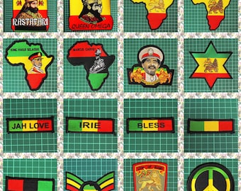 Embroidery Iron Patch  (Rasta Reggae Ethiopia Africa Lion of Judah Haile Selassie i Jamaica Dub)