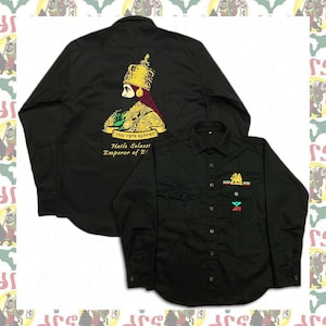 Haile Selassie I [drs] Embroidered Long-sleeved shirt rastafari reggae jamaica Lion of Judah Haile Selassie I  ethiopia
