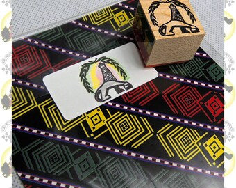 BLACK LION [drs] Rubberstamp  (reggae rastafari roots reggae dub jamaica ethiopia africa japan haile selassie i lion of judah)