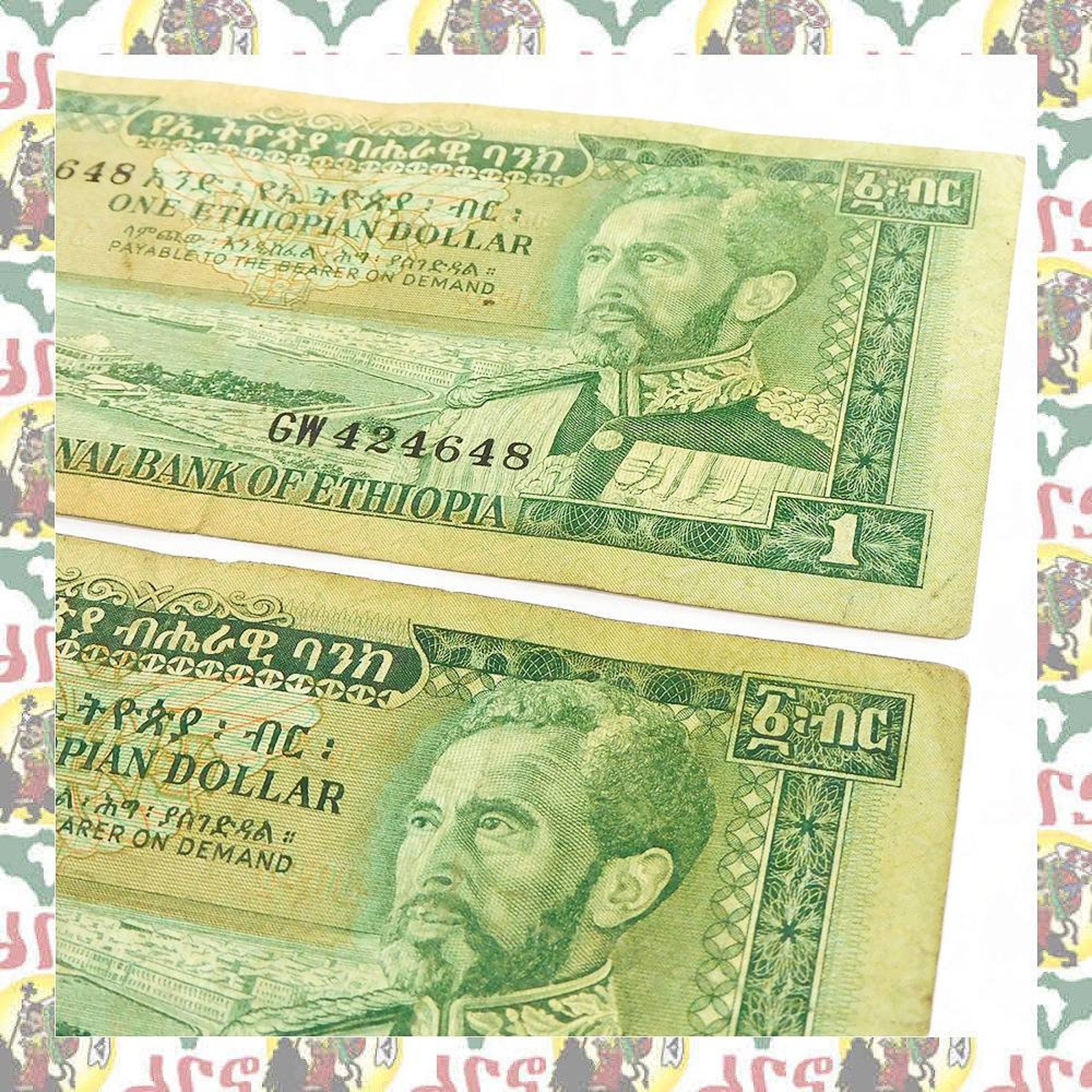 One Ethiopian National Bank Of Ethiopia Dollar Bill With Halie Etsy