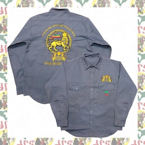 Imperial Standard [drs]Haile Selassie I Chemise brodée à manches longues Rastafari reggae Jamaïque Lion de Juda Hailé Sélassié Ier Éthiopie