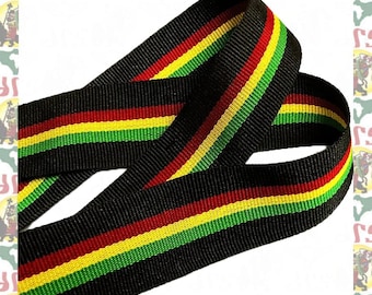 Cinta de poliéster color rasta de 25 mm – Hecha en Etiopía reggae león de judah áfrica