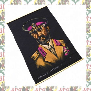 Haile Selassie I Handgeschriebene Malkunst Wandteppich äthiopische Volkskunst Löwe von Judah