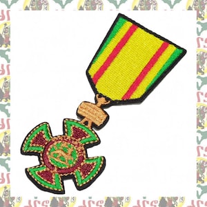 Parche de hierro bordado Orden Imperial del Emperador Menelik II (Rasta Reggae Etiopía África León de Judá Haile Selassie i Jamaica Dub)