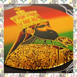 Metal Art Sticker - Haile Selassie I (small) (roots reggae dub rastafari africa ethiopia jamaica haile selassie i)