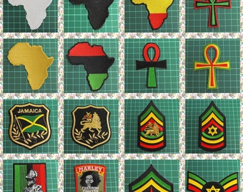 Embroidery Iron Patch  (Rasta Reggae Ethiopia Africa Lion of Judah Haile Selassie i Jamaica Dub)