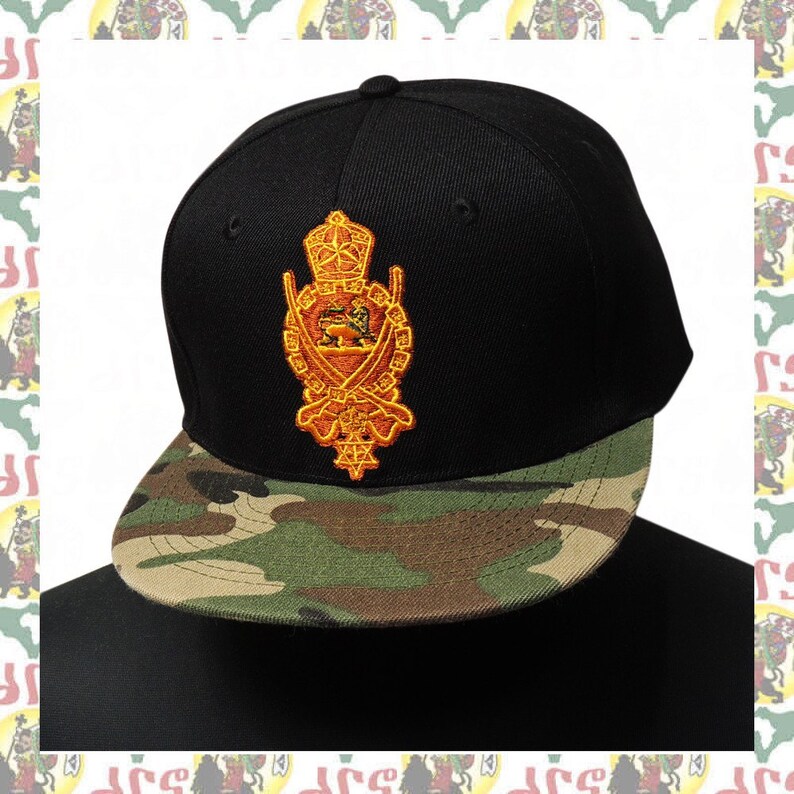 Embroidered Snapback Cap roots reggae rastafari africa soundsystem IHS Haile Selassie I drs