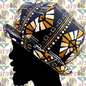 drs Märke [Storlek M+/59.0 cm] Rasta Crown Hat Roots Dub Reggae Jamaica Afrikanskt tyg Etiopien Dreadlocks