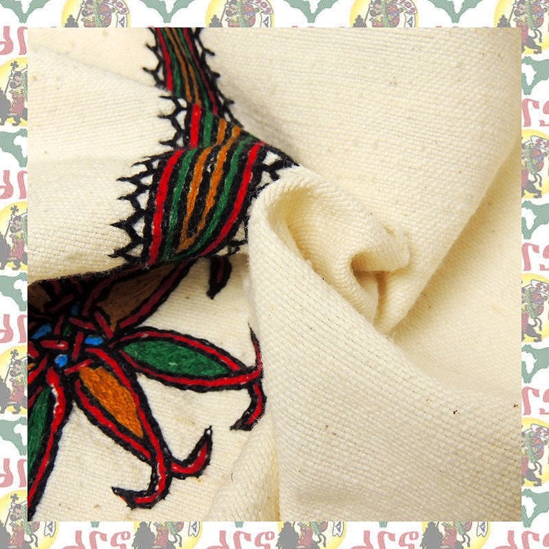 Ethiopian Traditional Hand Embroidered Organic Cotton Shirt / tra w-a117 Roots Reggae Dub Ethiopia Africa Jamaica image 8