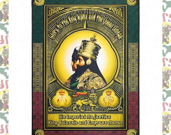 セラシエ織物タペストリーSelassie 大判　Raggaeレゲエハイレセラシエ Haile Selassie I[drs] Tapestry (extra-large Flag) (lion of