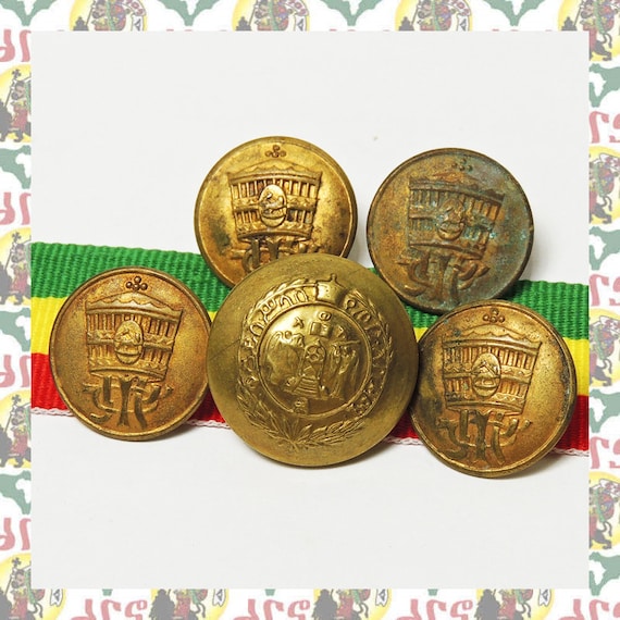 Haile Selassie I Crown Monogram /solomon Seal Button