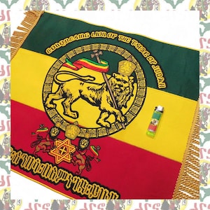 drs / Löwe von Judah Bestickte Wanddekoration mit Fransen / Gobelin Haile Selassie I Reggae Jah Rasatafari Äthiopien