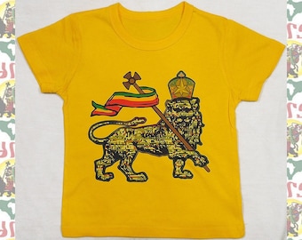 Kids T-shirts drs  a02/ Children's Tee Lion of Judah Reggae Jah Rastafari Ethiopia Jamaica