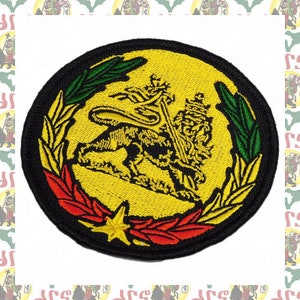 Embroidery Iron Patch  (Rasta Reggae Ethiopia Africa Lion of Judah Haile Selassie i Jamaica Dub)