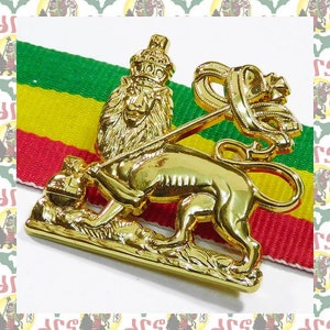 Lion of Judah drs 2D/3D brooch pins Rasta Reggae Ethiopia Africa Lion of Judah Haile Selassie Dub image 2