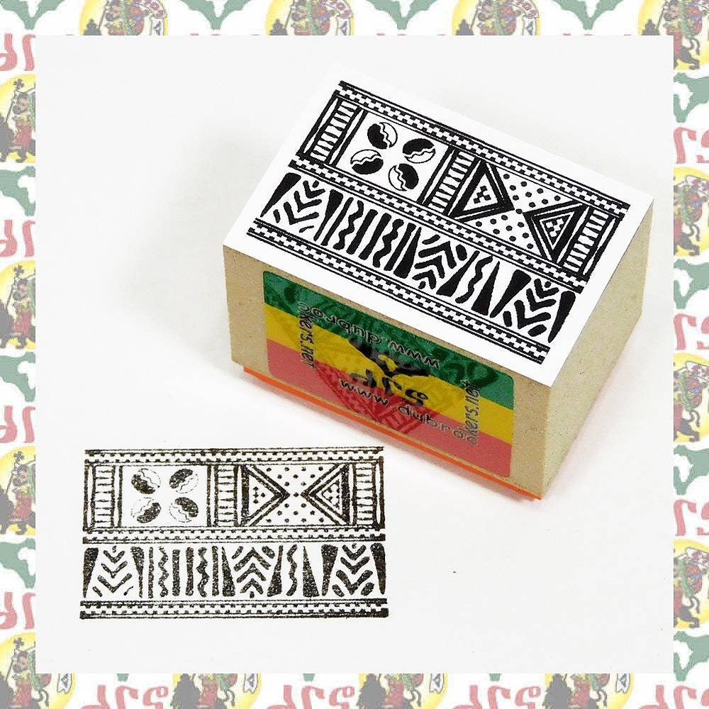 African Bogolan  [drs] Rubberstamp  (reggae rastafari roots reggae dub jamaica ethiopia africa japan haile selassie i lion of judah)