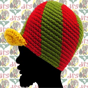 Rasta Crown Spiral Stickad mössa [drs/M+ 59 cm] Rockers Styleee!! (Reggae, Rastafari, Casquette Rasta, Löwe von Juda, Sombrero Rasta, Rasta Hoed)