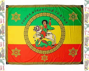 セラシエ織物タペストリーSelassie 大判　Raggaeレゲエハイレセラシエ King Alpha & Queen Omega [drs]tapestry Flag Banner Haile