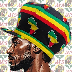 drs Märke [Storlek M+/59.0 cm] Rasta Crown Cap Roots Dub Reggae Jamaica Afrikanskt tyg Etiopien Dreadlocks