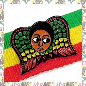 Ángel etíope [drs] Insignia de pines 2D (Rasta Reggae Etiopía África León de Judá Haile Selassie Dub)