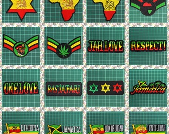 Embroidery Iron Patch  (Rasta Reggae Ethiopia Africa Lion of Judah Haile Selassie i Jamaica Dub)