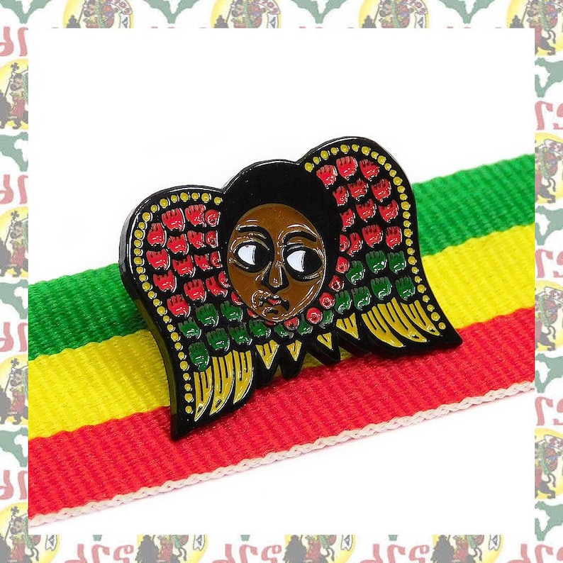 Ange éthiopien drs Badge à épingles 2D Rasta Reggae Ethiopie Afrique Lion de Juda Haile Selassie Dub image 2