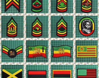 Embroidery Iron Patch  (Rasta Reggae Ethiopia Africa Lion of Judah Haile Selassie i Jamaica Dub)