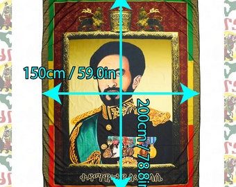セラシエ織物タペストリーSelassie 大判　Raggaeレゲエハイレセラシエ ハイレ・セラシエ1世[drs]タペストリー（特大旗）（ユダの