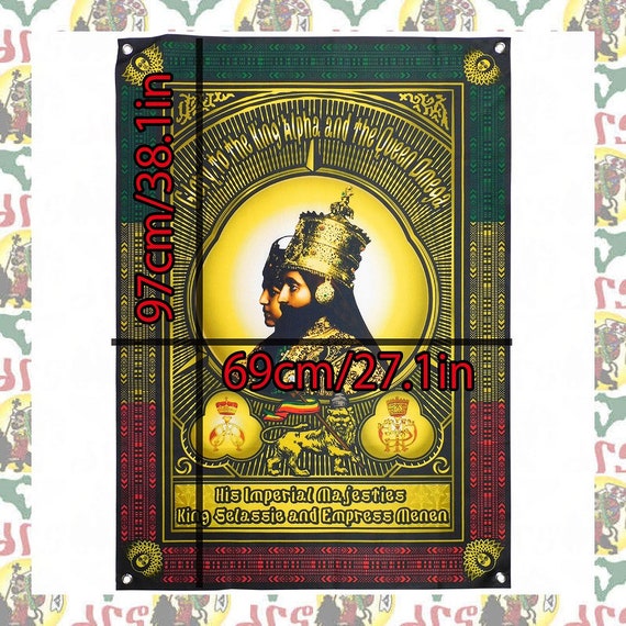 King Alpha & Queen Omega [drs]tapestry Flag Banner Haile Selassie