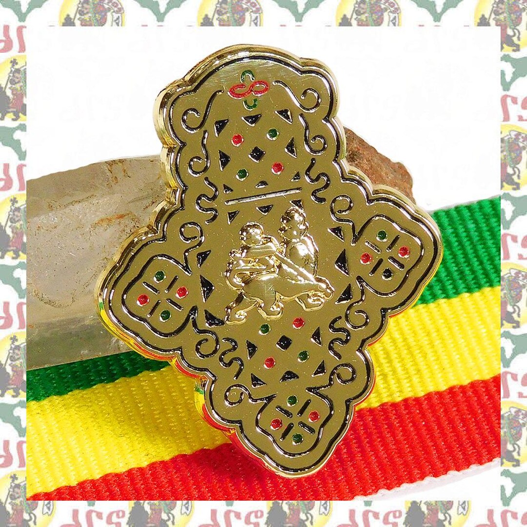 Ethiopian Cross [drs] 2D/3D Pins Badge (rasta Reggae Ethiopia Africa ...