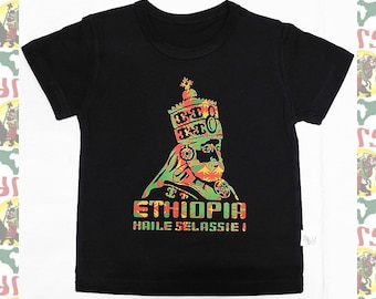 Kids T-shirts drs  a18 / Children's Tee Lion of Judah Reggae Jah Rastafari Ethiopia Jamaica