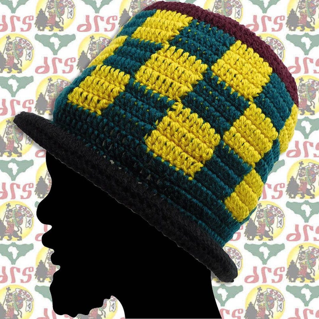 Rasta Crown Knit Hat [drs/m] Hat-c06 / Hand-knitted Dreadlocks Tam ...