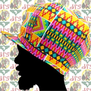 drs Märke [Storlek M+/59 cm] Rasta Crown Hat Roots Dub Reggae Jamaica Afrikanskt tyg Etiopien Dreadlocks