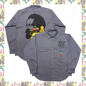 King of Kings [drs]Haile Selassie I Embroidered Long-sleeved shirt rastafari reggae jamaica Lion of Judah Haile Selassie I  ethiopia