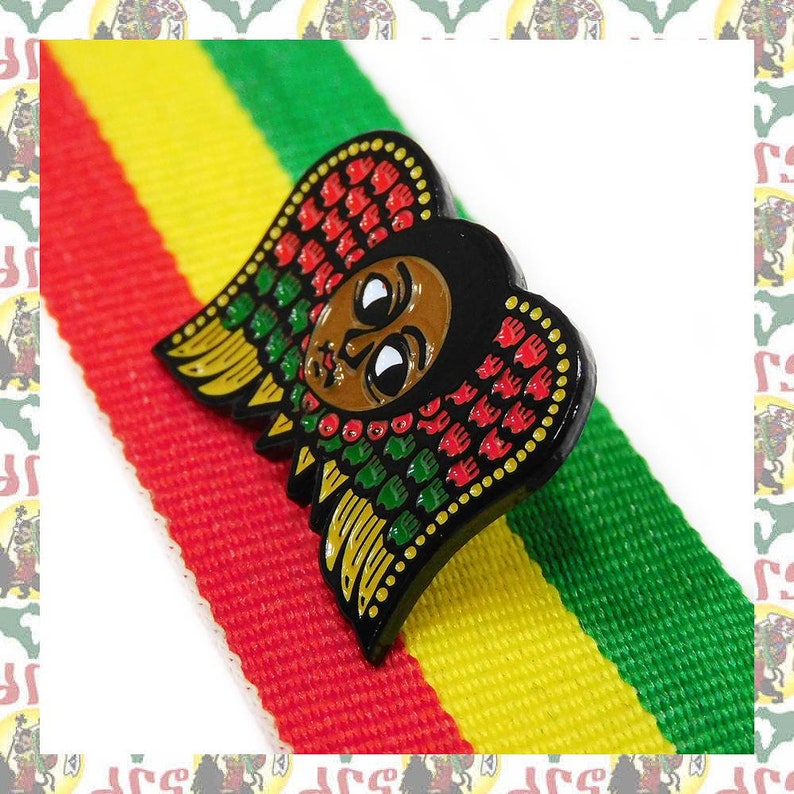 Ange éthiopien drs Badge à épingles 2D Rasta Reggae Ethiopie Afrique Lion de Juda Haile Selassie Dub image 3