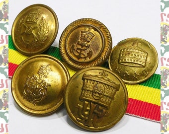 Haile Selassie I  Lion of Judah button 5pcs a92 / Ethiopia Africa Vintage Antique Crown Police Force Reggae Sound system Jah Rastafari