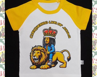 Kids T-shirts drs  a38/ Children's Tee Lion of Judah Reggae Jah Rastafari Ethiopia Jamaica