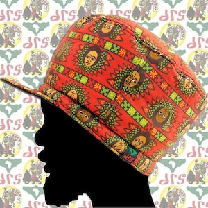drs [Storlek M/59 cm - 64 cm] Vändbar Marshall-stil Rasta Crown Hat Roots Dub Reggae Jamaica Afrikanskt tyg Etiopien Dreadlocks